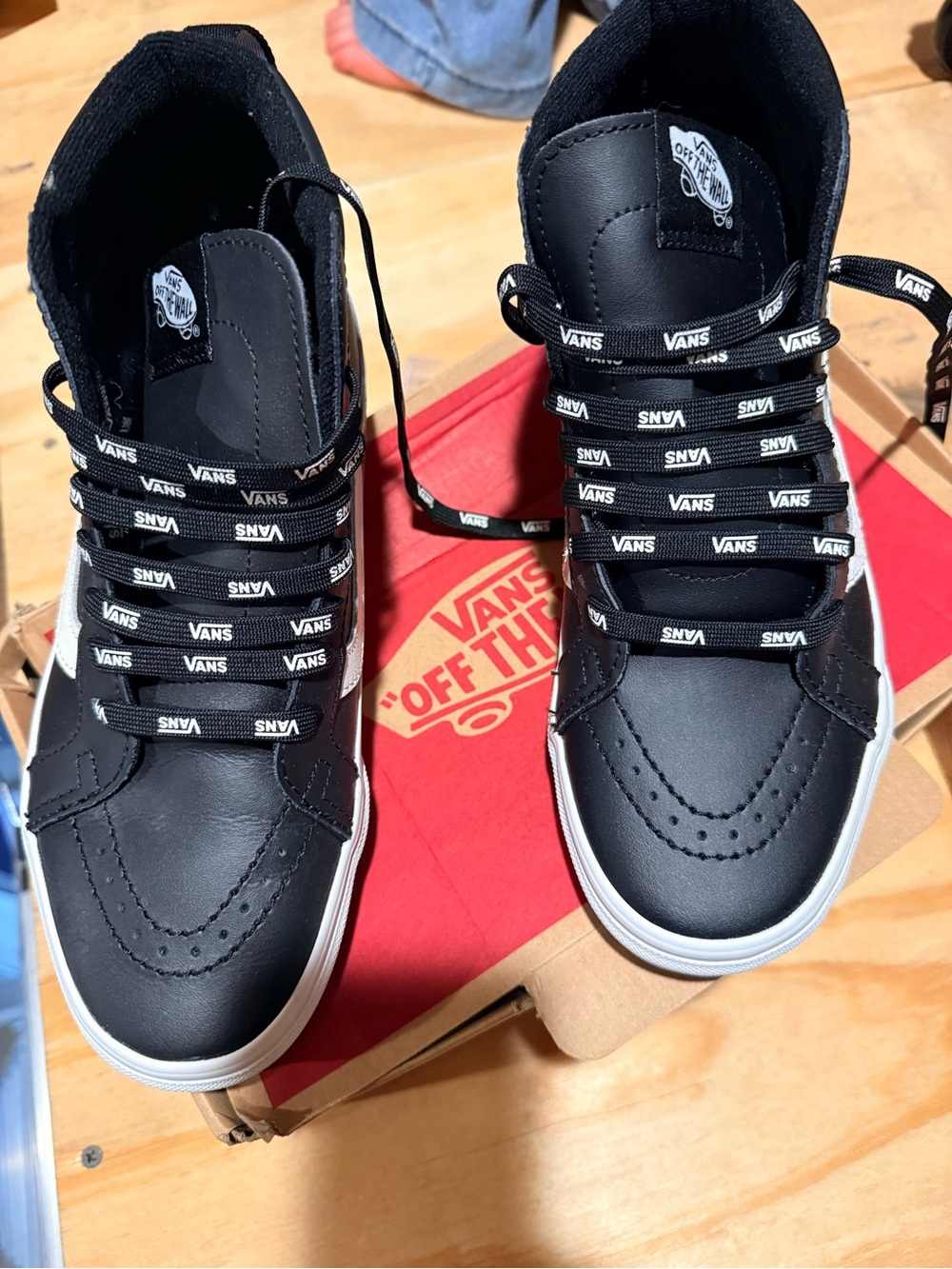 Vans Sk8 Reissue Black High-Top Leather Look Sneakers-  unisex style